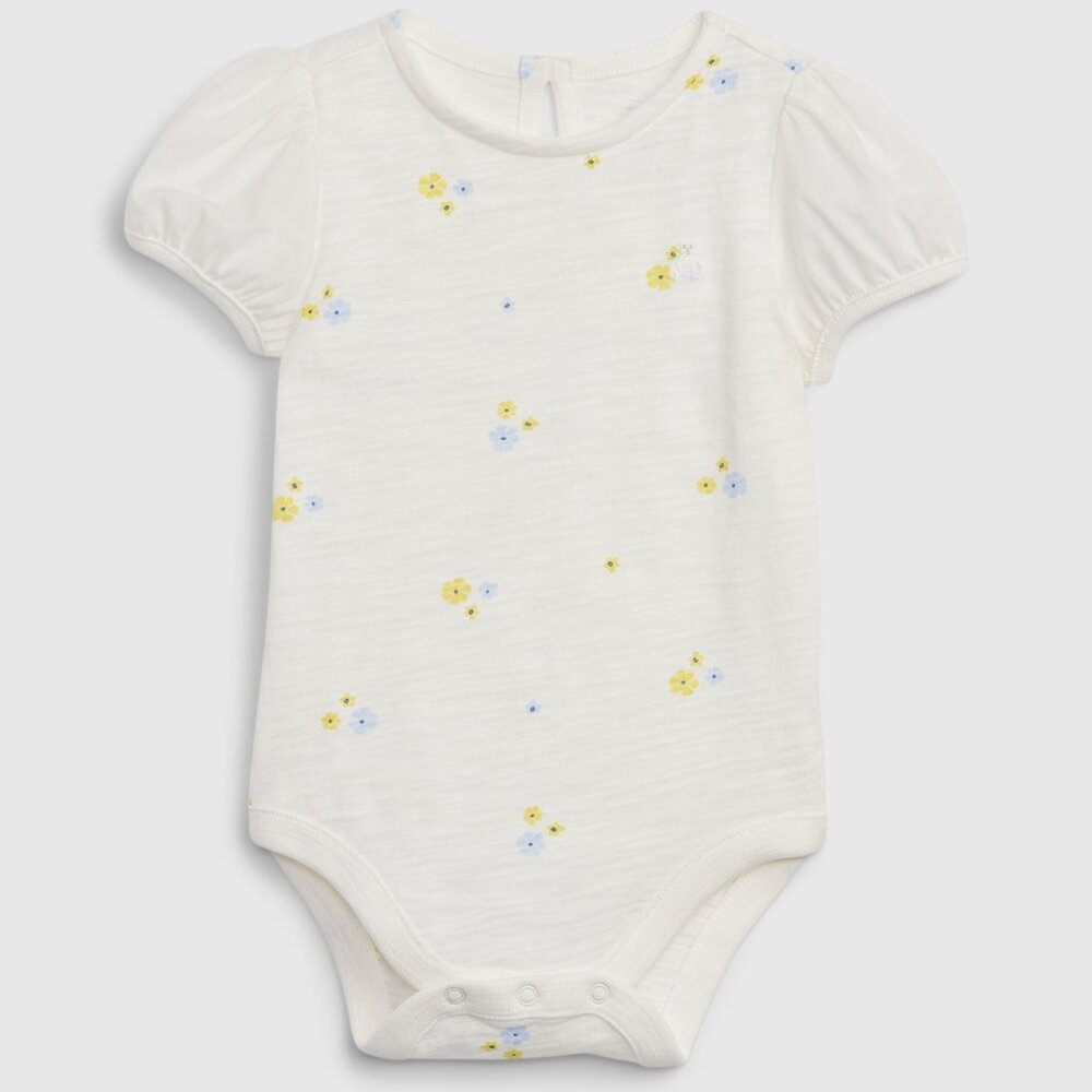 Baby GAP White Puff Sleeve Floral Bodysuit - NWT - Size: 12-18 Months
